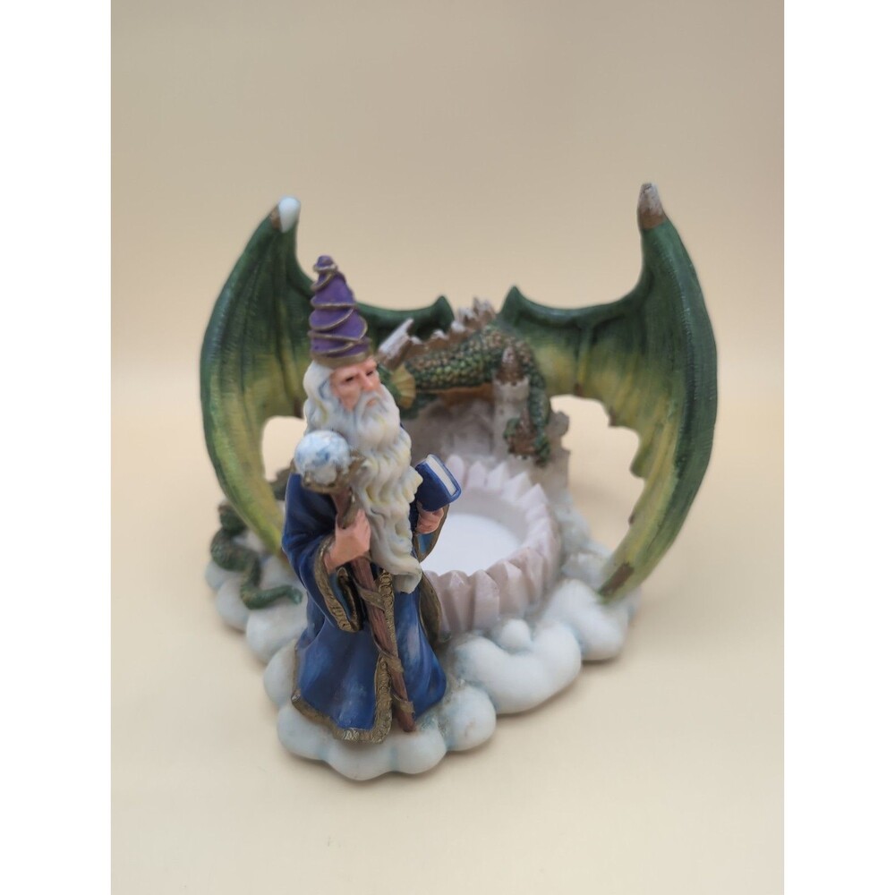Wizard Dragon Castle Oil Incense Tealight Candle Warmer Holder Mystical Figure *